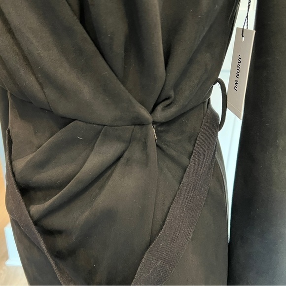 jason wu black suede wrap dress long sleeves mini with waist belt size XS - Picture 6 of 12